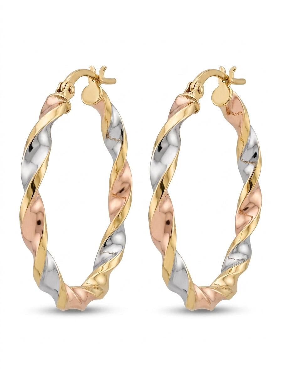 Arracadas de oro florentino 14k torcidas Mod 5549 - 2.5 cm