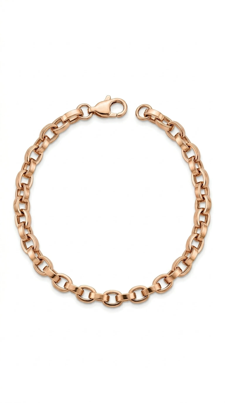 Pulsera de Eslabones Ovalados en Oro rosa 14K LM5069 - 18 cm
