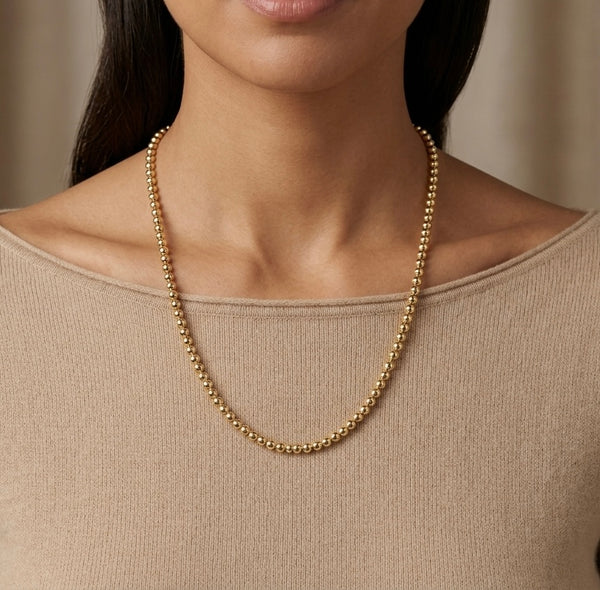 Gargantilla de oro 14k diseño de bolitas huecas Mod 5650 - 45 cm