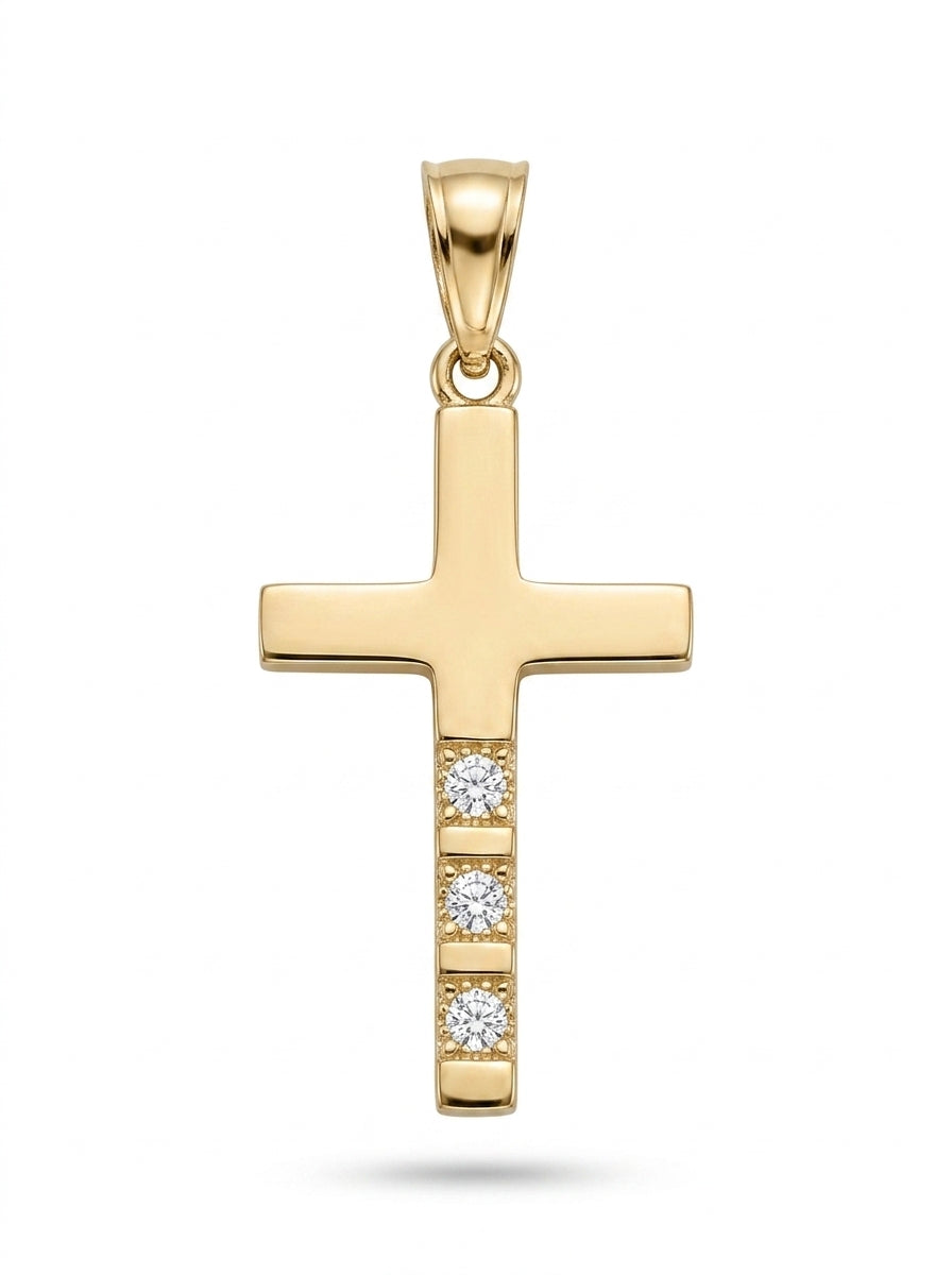 Cruz de oro 14k con circonias mod 5518 - 2 cm
