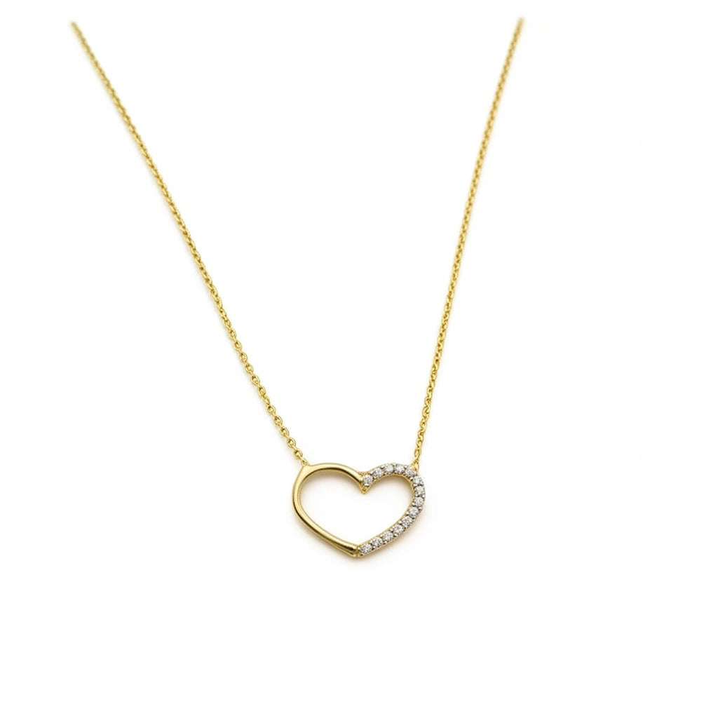 Gargantilla de oro 14K con dije de corazón y circonias