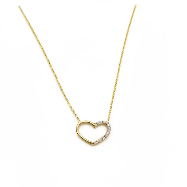 Gargantilla de oro 14K con dije de corazón y circonias