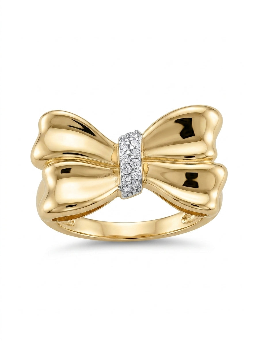 Anillo de oro 14k diseño de moño con circonias Mod LM5272