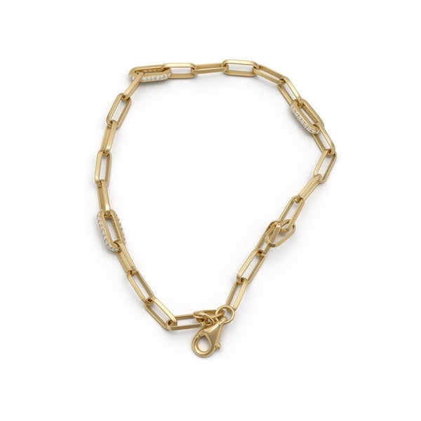 Pulsera Oro 10K Estilo Eslabón con Circonias -18 cm