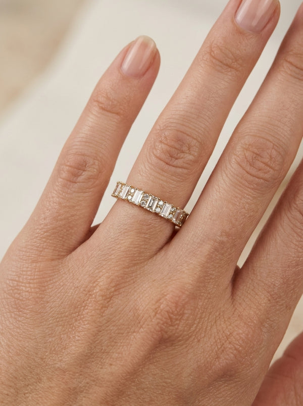 Media churumbela de oro 14k diseño promesa infinita con circonias Mod 5783