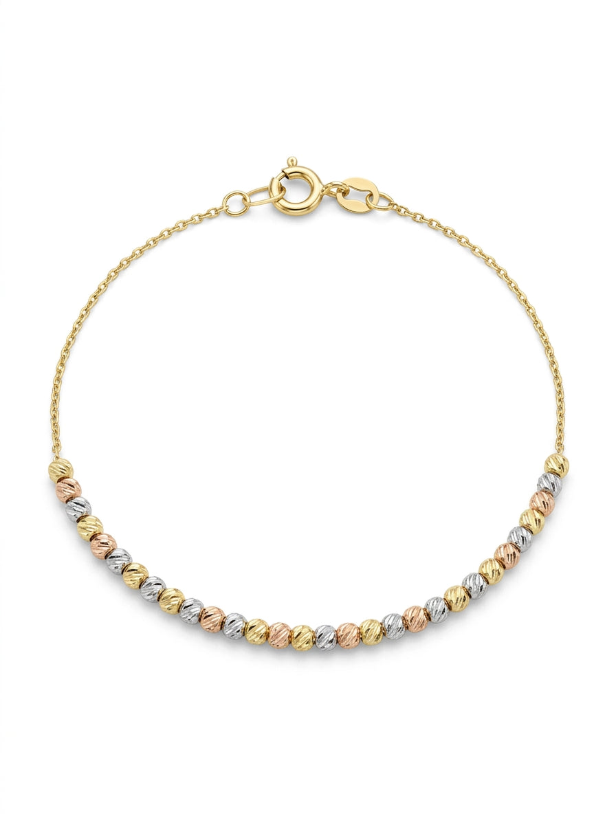 Pulsera de oro 14k diseño de bolitas florentinas Mod LM5323 - 18 cm