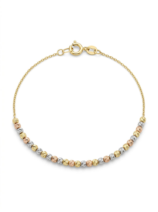 Pulsera de oro 14k diseño de bolitas florentinas Mod LM5323 - 18 cm