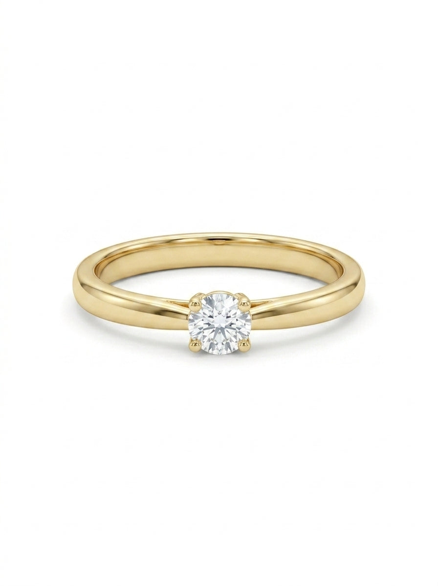 Anillo solitario de oro amarillo 14k con diamante natural Mod 5482