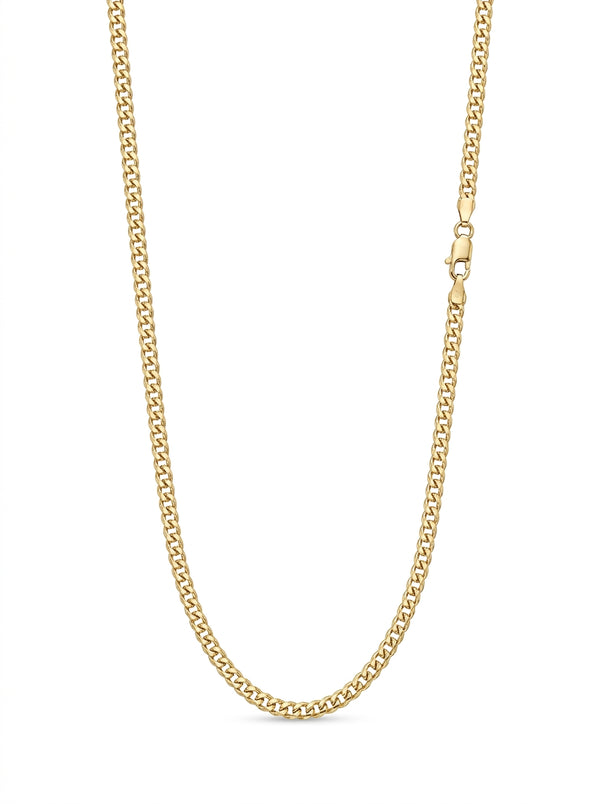 Cadena de oro 14k tejido cubano hueco mod 5822 - 3 mm