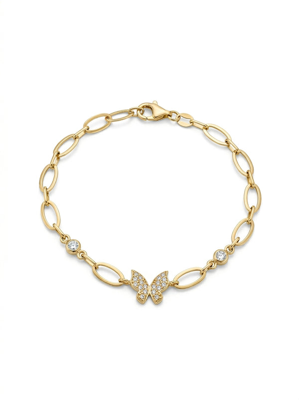 Pulsera de oro 14k diseño de mariposa Mod LM5374 - 18 cm