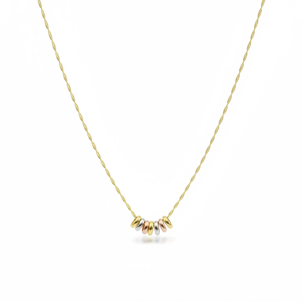 Gargantilla de aros de la suerte de oro 14k