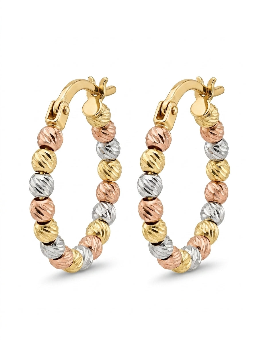 Arracadas de oro florentino 14k diseños de bolitas Mod 5557 - 2 cm