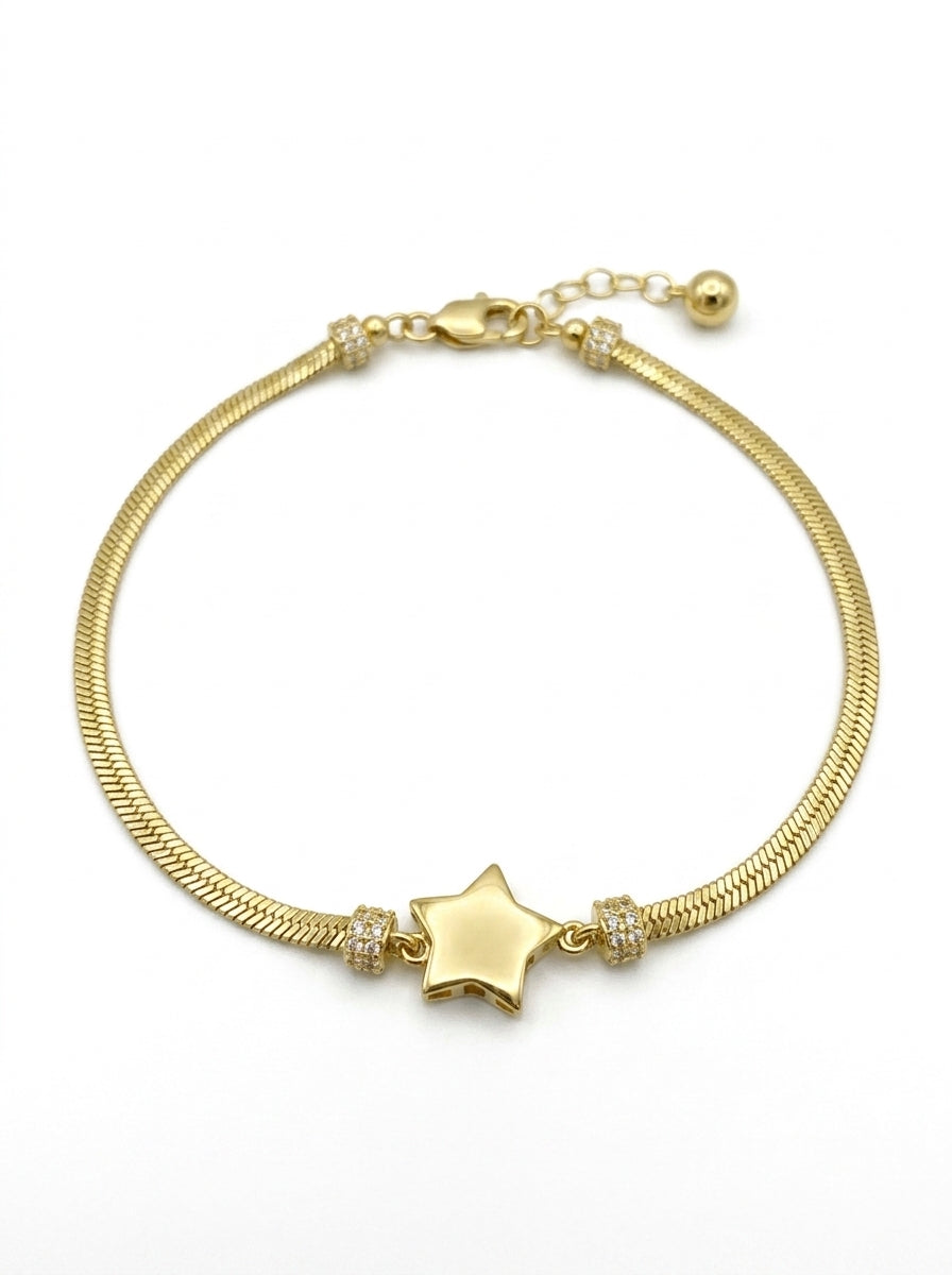 Pulsera de oro 14k diseño panza de víbora con estrella Mod LM5261 - 18 cm