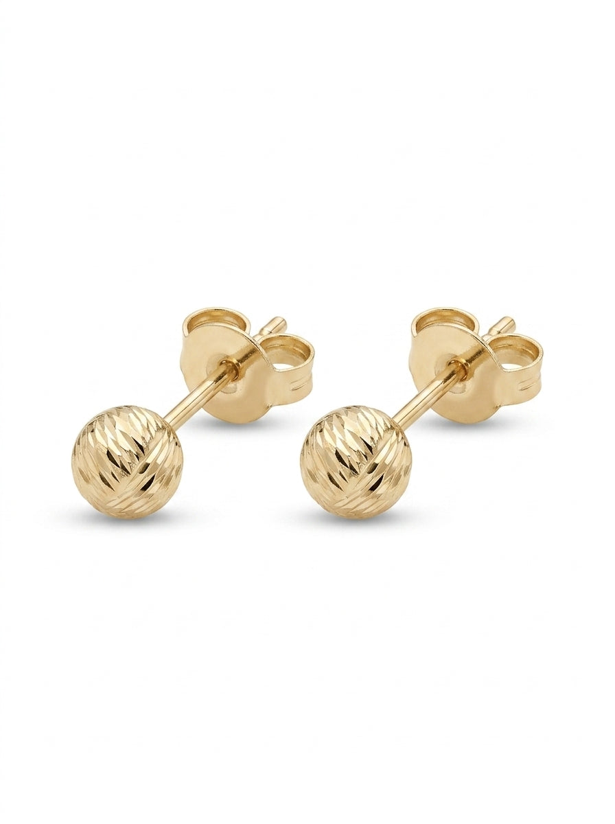 Aretes de oro 14k diseños de bolitas diamantadas Mod 5559