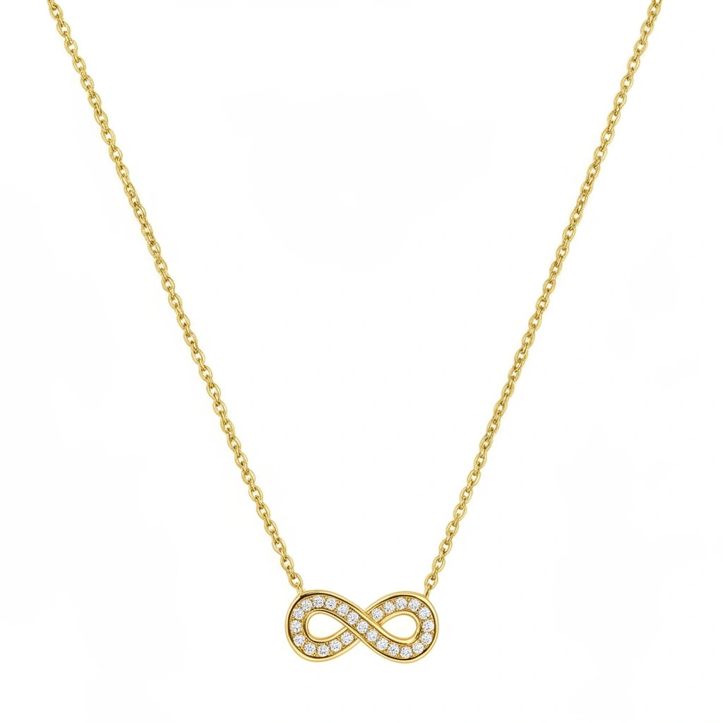 Gargantilla de infinito de oro 14k con incrustaciones de circonias 45 cm