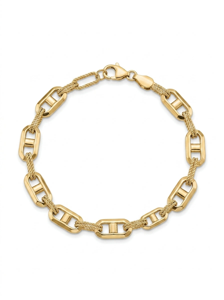Pulsera de oro 14k tipo diseñador mod 5575 - 18 cm