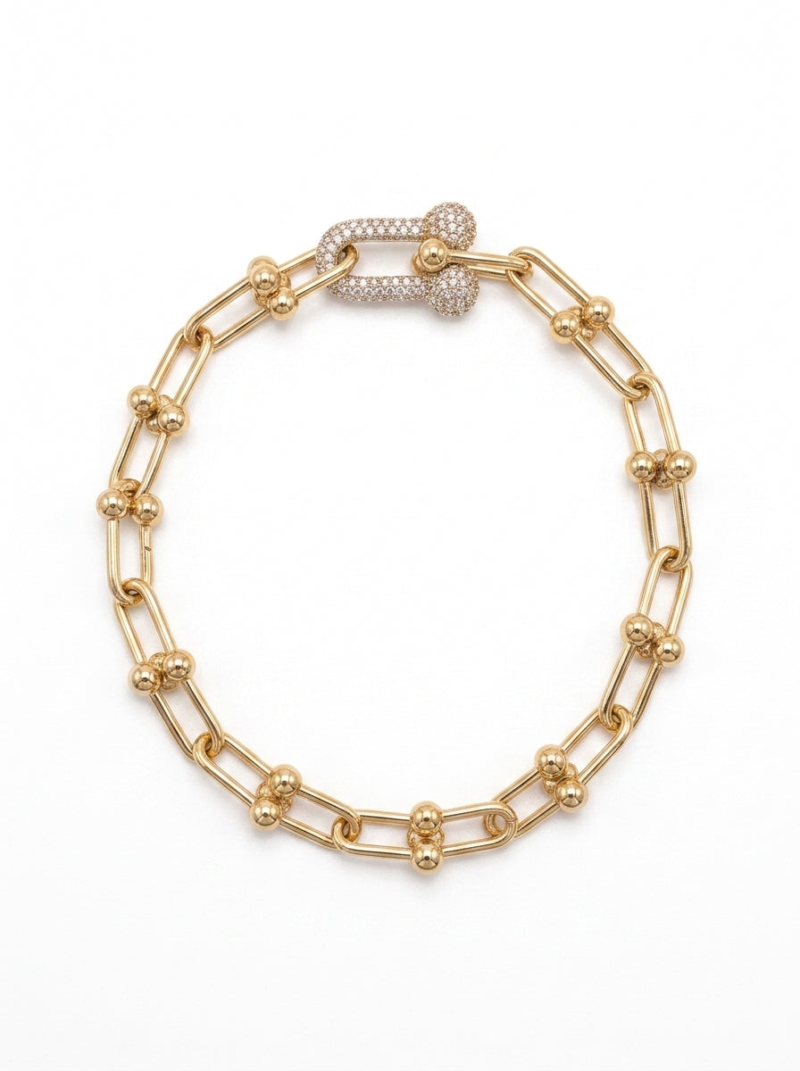 Pulsera de oro 14k tipo diseñador hueco Mod 5544 - 18 cm