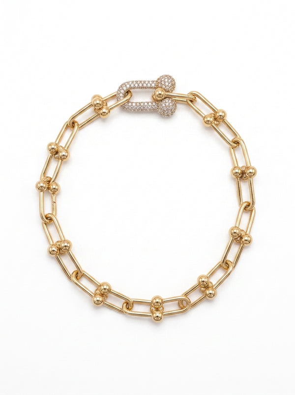 Pulsera de oro 14k tipo diseñador hueco Mod 5544 - 18 cm