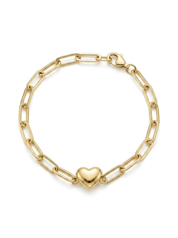 Pulsera de oro 14k diseño de corazón en tejido clip Mod LM5281 - 18 cm