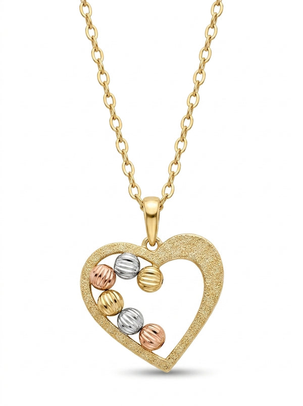 Gargantilla de oro 14k diseño de corazón con bolitas mod 5593 - 45 cm