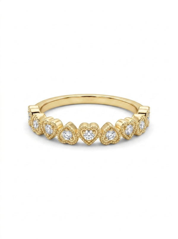 Media churumbela de oro 14k diseño de corazones con diamantes naturales Mod LM5296