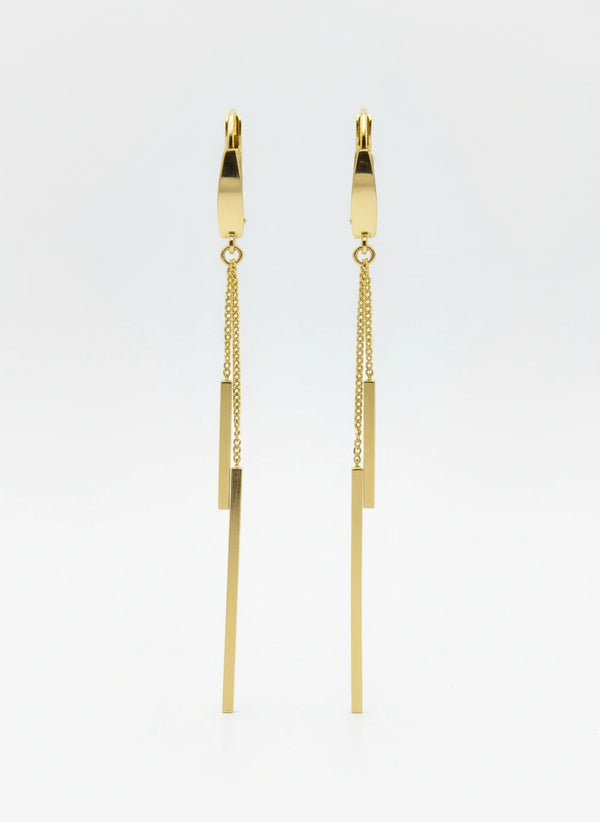 Aretes de barras largas en Oro 14k