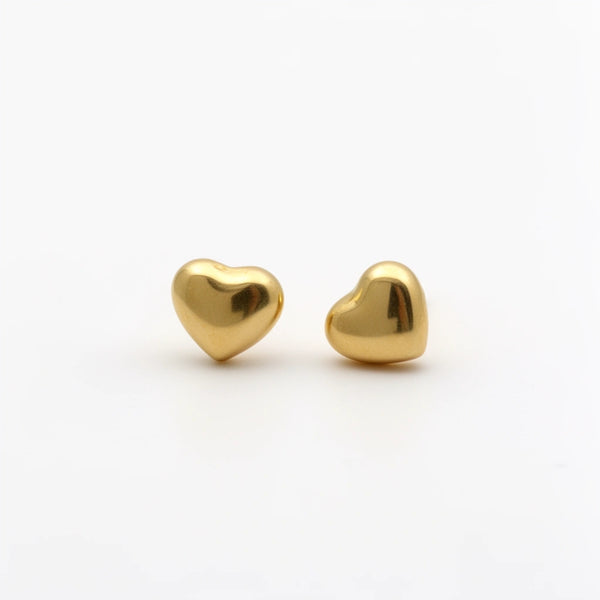 Aretes de corazón inflado de oro 14k Mod.719
