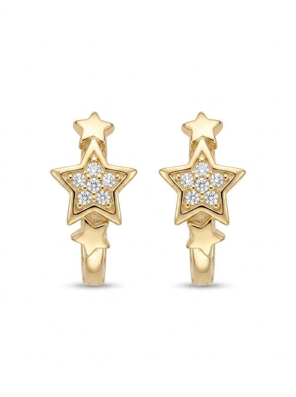 Huggies de oro 10k diseño de estrellas 5630