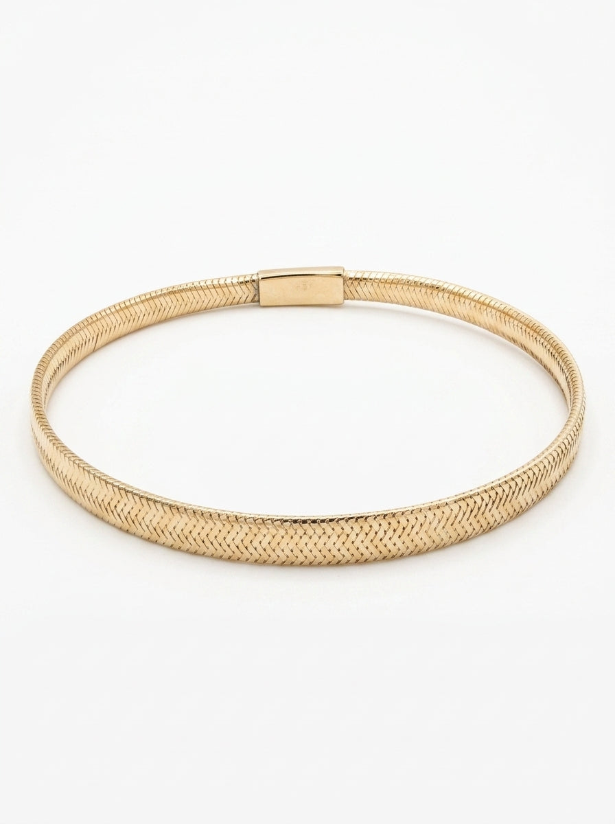 Pulsera de oro 14k diseño flexible tipo elastica delgada Mod 5568 18 cm