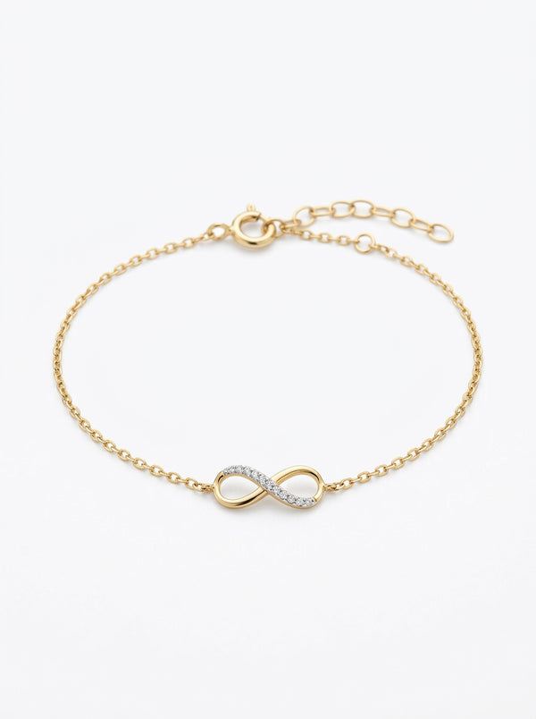 Pulsera de oro 14k diseño de infinito 5601- 18 cm