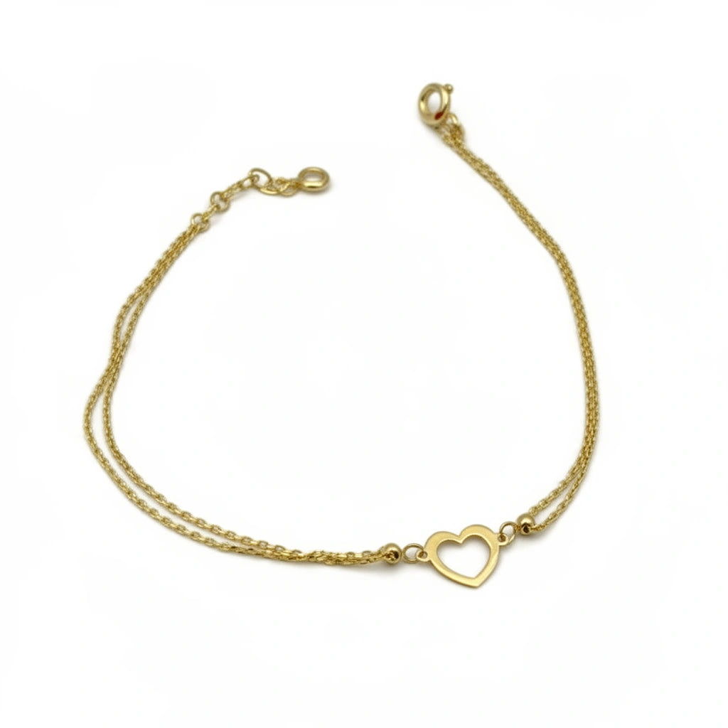 Pulsera delgada doble de oro 14k con silueta de corazón Mod. G14k