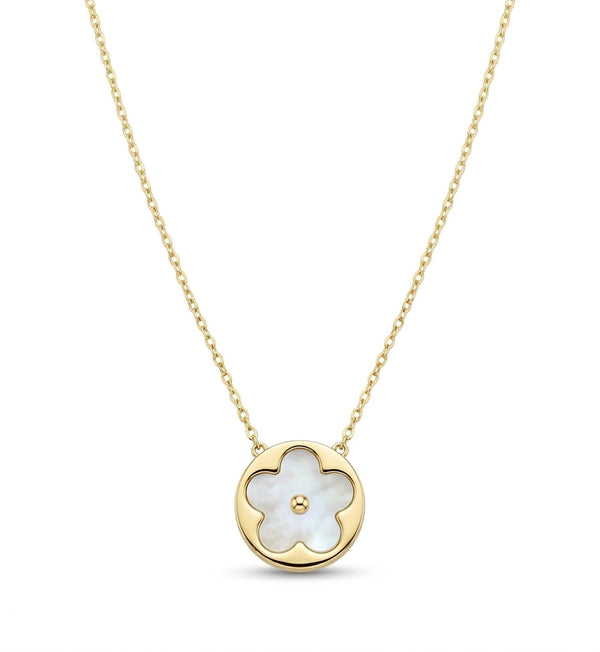 Gargantilla de oro 14k diseño de flor de madre perla Mod. LM5287 - 45 cm