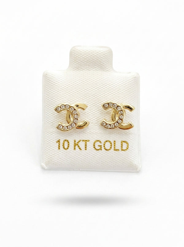 Broquel de oro 10k tipo diseñador Mod LM5186 ( de bolitas)