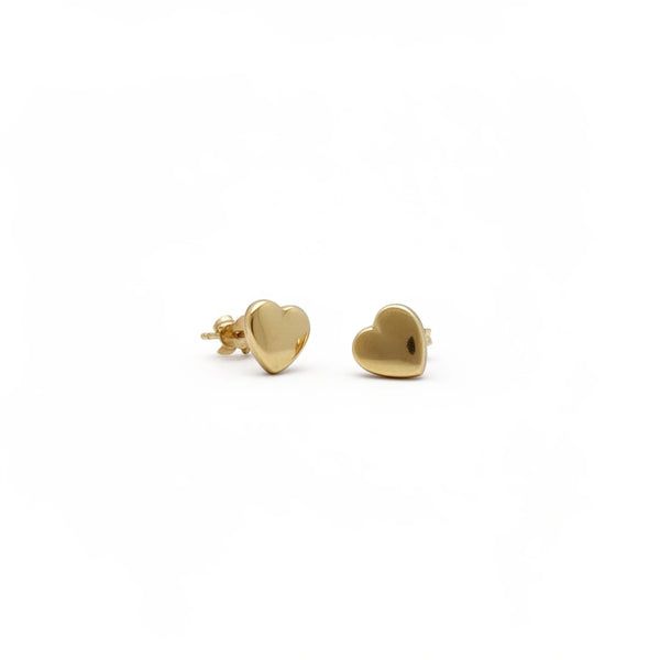 Aretes de corazón plano de oro 14k Mod. HE01