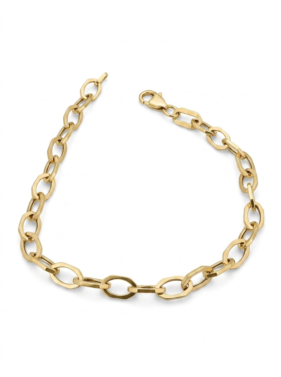 Pulsera de oro 14k diseño de eslabón Mod LM5107 - 18 cm