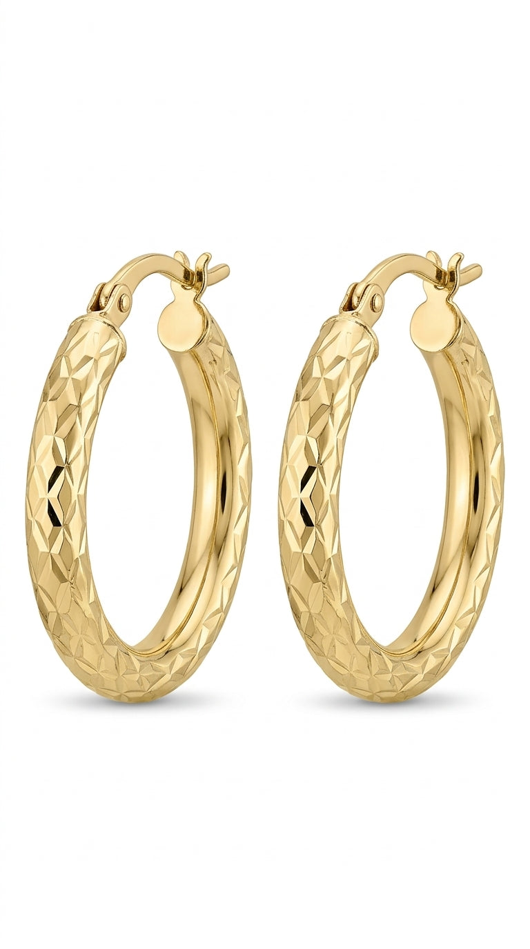Arracadas ovaladas diamantadas en oro 14k LM5081 - 2 cm