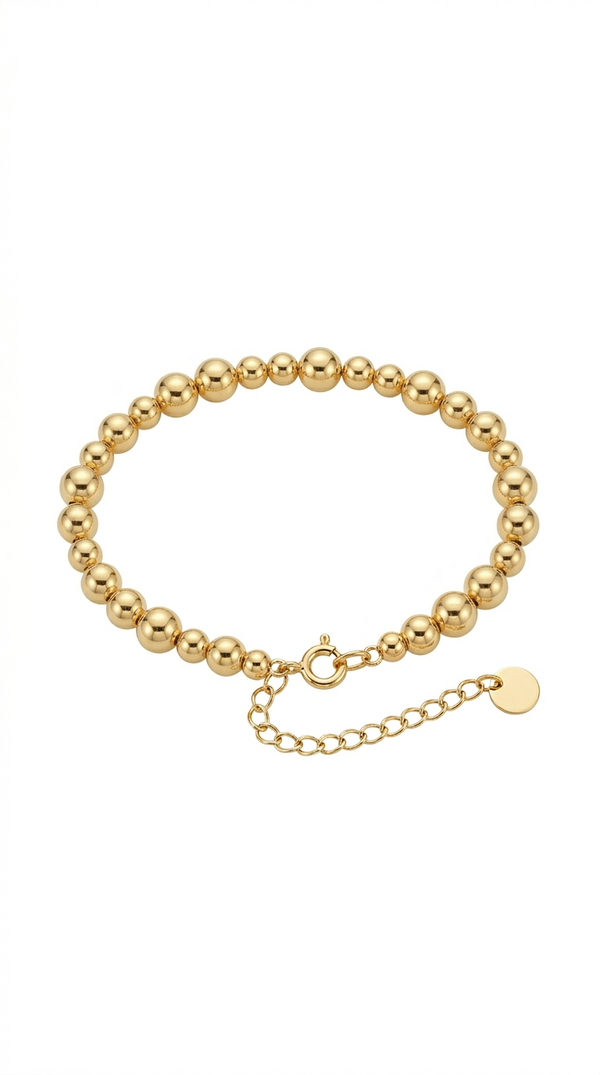 Pulsera de oro 14k de bolitas huecas Mod. LM5053 -18 cm