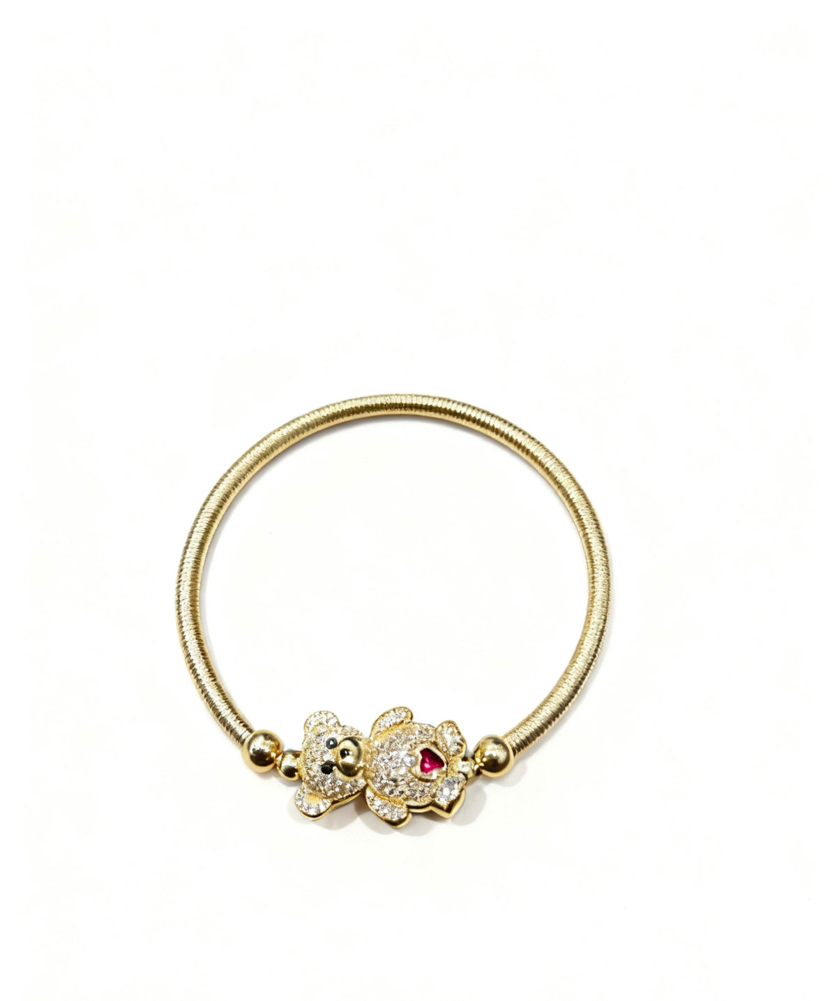 Pulsera de oro 10k de oso modelo flexible de resorte - 18 cm