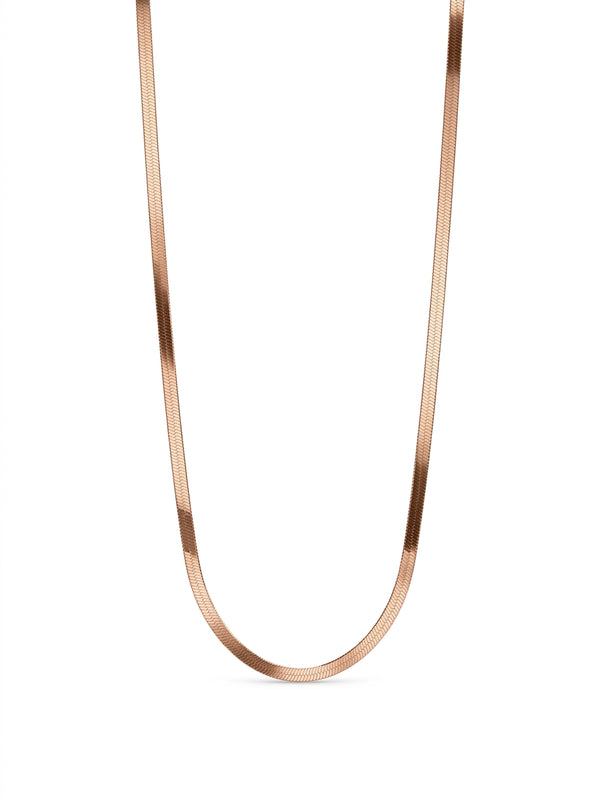 Gargantilla de oro rosa 14k diseño panza de víbora hueca Mod LM 5607 45 cm x 2.5 mm