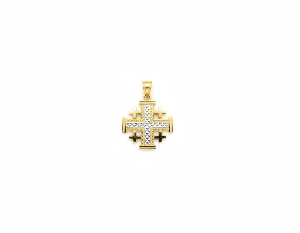 Dije cruz de Jerusalén de oro 14k