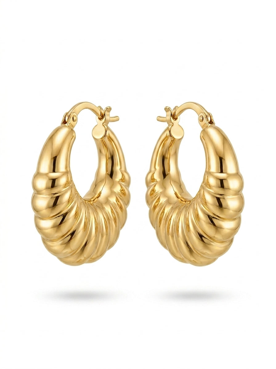 Arracadas de oro 14K diseño concha marina Mod LM5420 - 2 cm