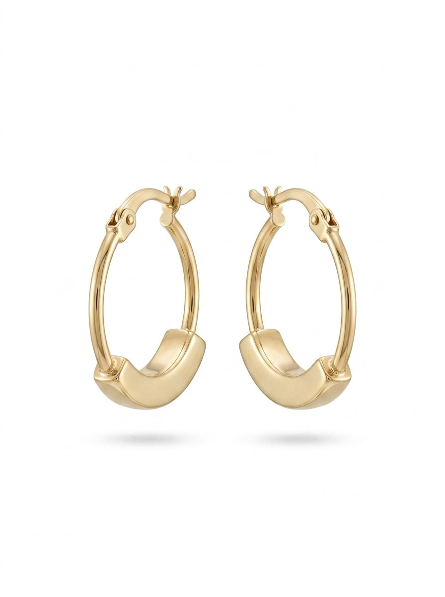 Huggies de oro 14k diseño liso de arillo Mod LM5396 - 2 cm