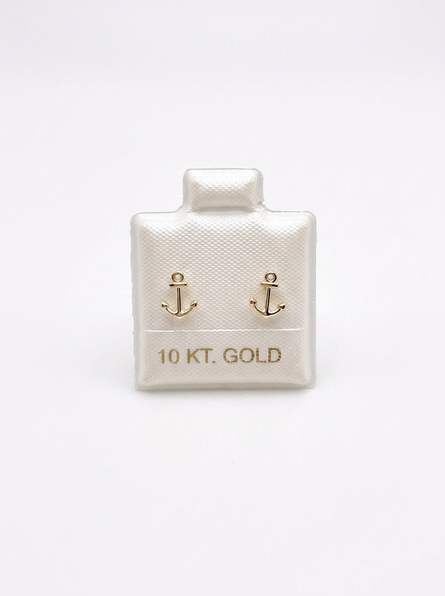 Broquel de oro 10k diseño anclas Mod LM5188 ( de bolitas)