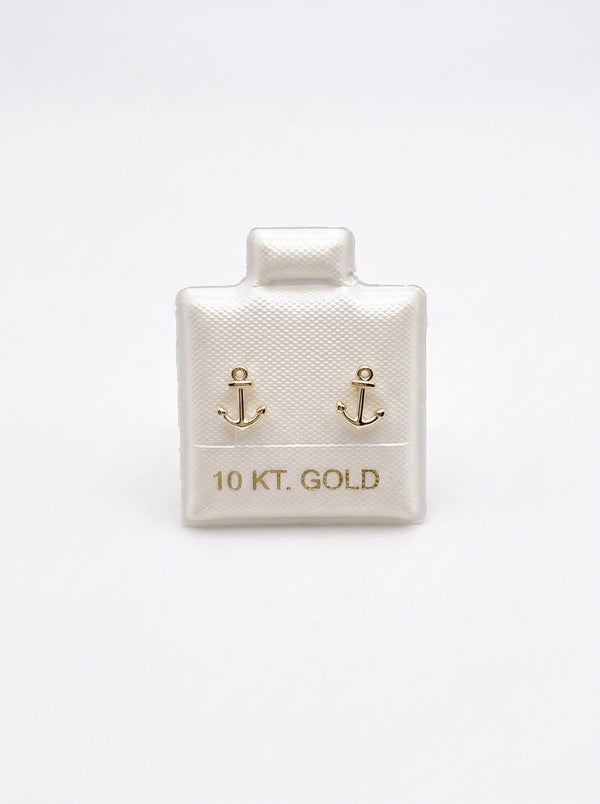 Broquel de oro 10k diseño anclas Mod LM5188 ( de bolitas)