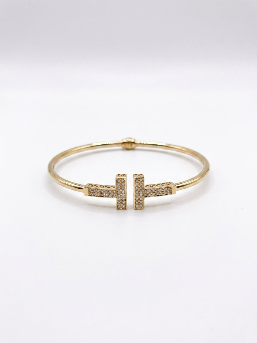 Brazalete de oro 14k tipo diseñador hueco mod 5749 - 18 cm