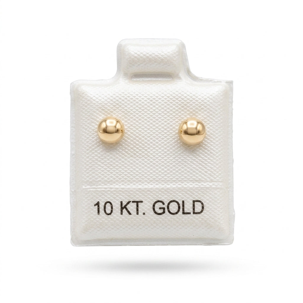 Broquel de oro 10k delgado diseño de luneta lisa pequeña (de bolitas) Mod 5659