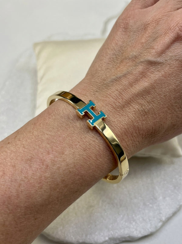 Brazalete de oro 14k tipo diseñador mod 5754 - 18 cm