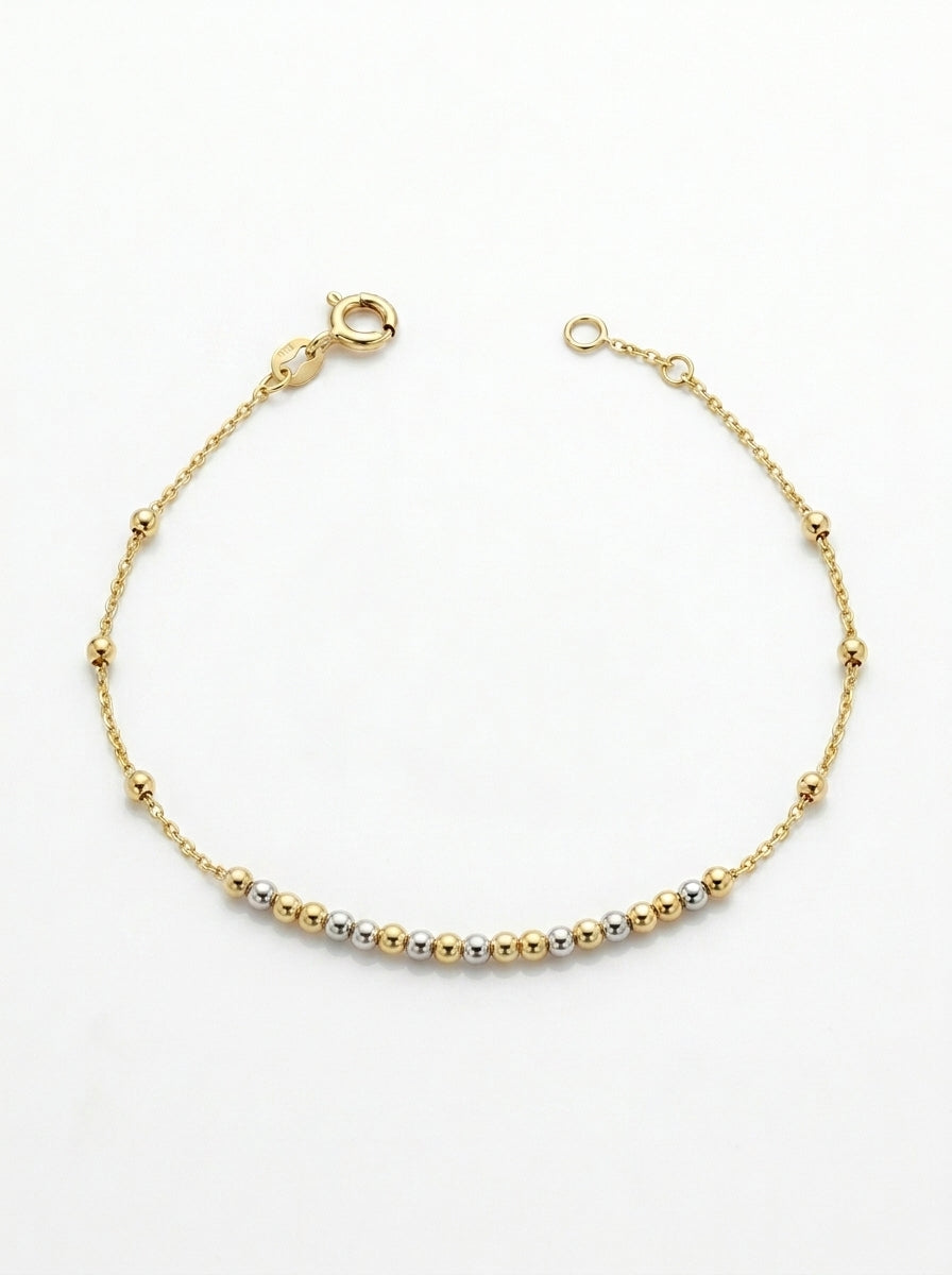 Pulsera de oro 14k diseño de bolitas florentinos pequeñas Mod LM538 - 18 cm