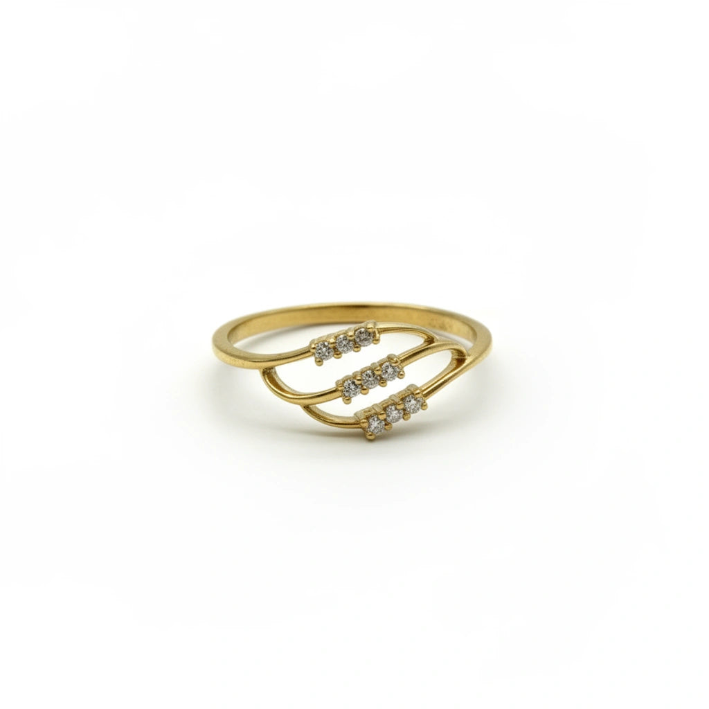 Anillo onda de luz de oro 14k