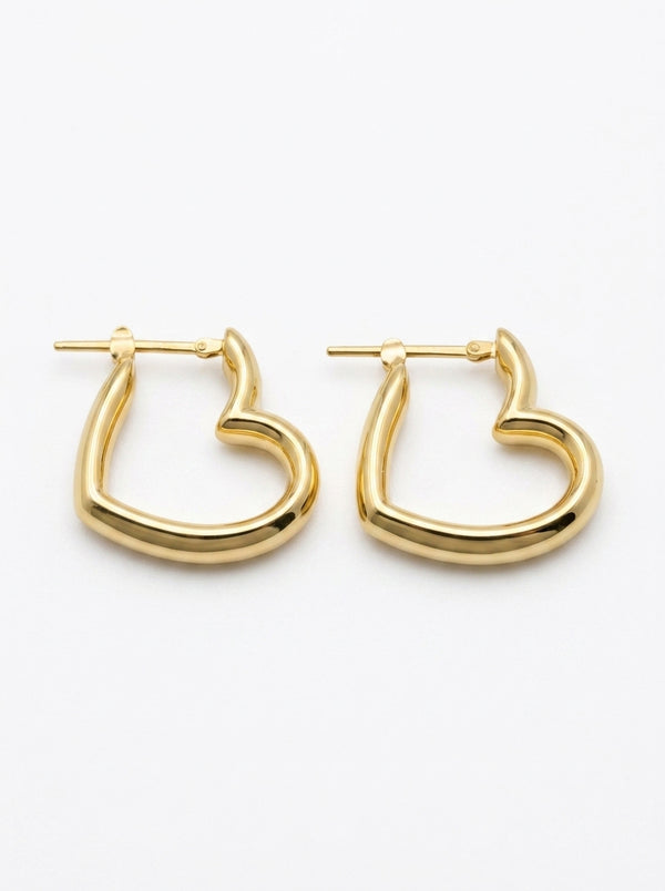 Arracadas de oro 14k diseño de corazón Mod. LM5114 - 2 cm